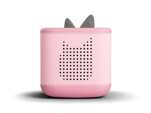 Cloud Pink Toniebox 2 front view with cat-shaped speaker grille and gray ears