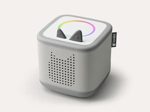 Moon grey Toniebox 2 audio player with perforated speaker, light ring and character-shaped controls