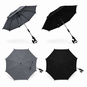 Baby parasol product set showing grey mist and midnight black umbrella styles