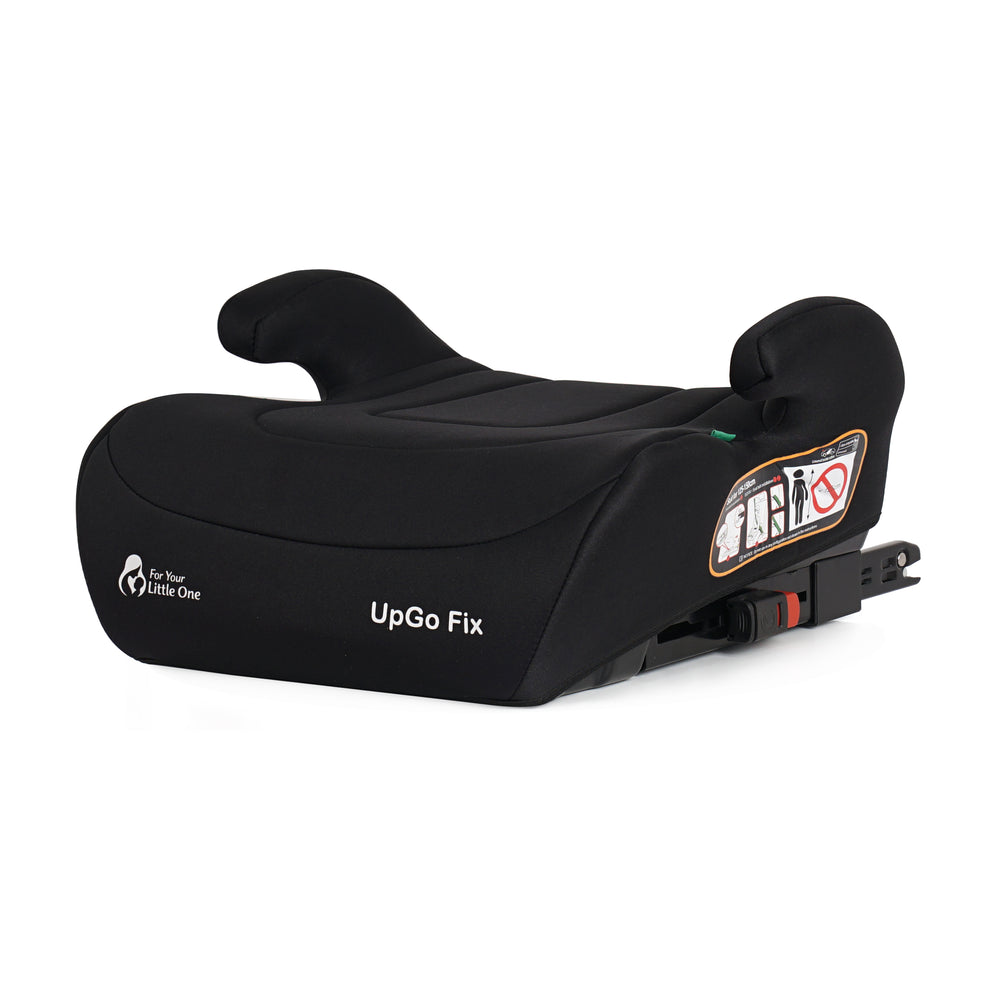 Midnight black UpGo Fix ISOFIX booster seat with padded headrest and side wings