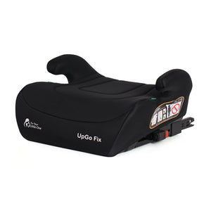 Midnight black UpGo Fix booster seat with contoured armrests and ISOFIX base