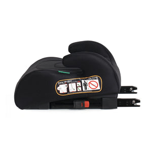 Midnight black UpGo Fix booster seat side view with integrated headrest and ISOFIX latches