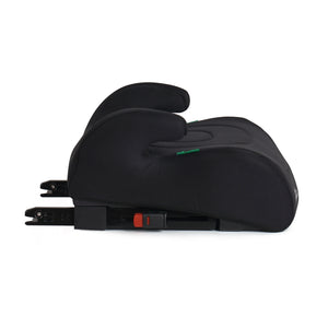 Midnight black booster seat with rear ISOFIX mounting bars and red release indicator