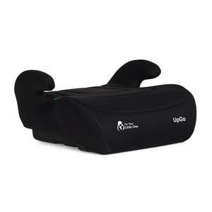 Black booster seat with contoured headrests and side padding