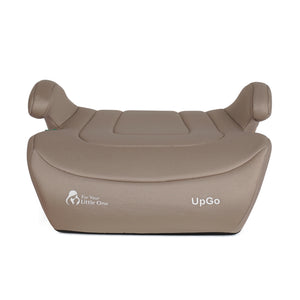 Latte beige booster seat top view with central seat pad and side headrest pads