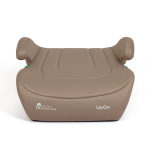 Latte beige booster seat with padded backrest and two side head supports