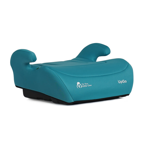 Teal UpGo belted booster seat with head supports and cushioned base