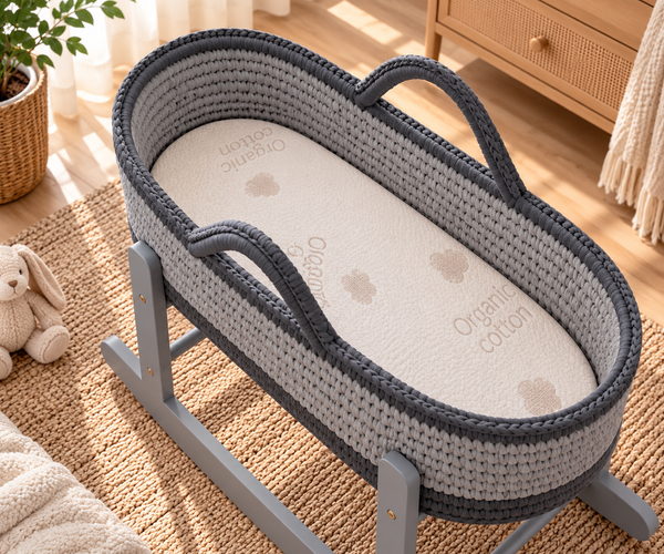 Crochet Moses Baskets With Stand - Grey