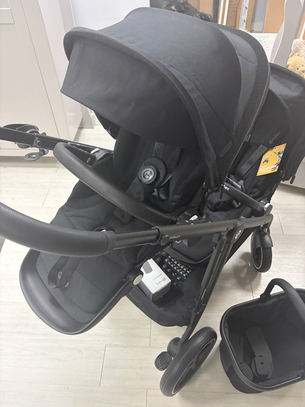 Cybex Gazelle Double (2x Seat Units) With Shopping Basket - Moon Black Clearance