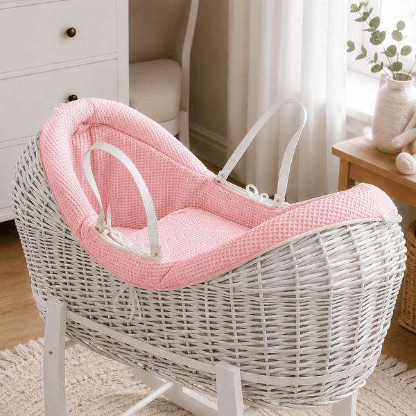 Pod Pink Waffle Moses Basket Bedding Set (Basket Not Included!)
