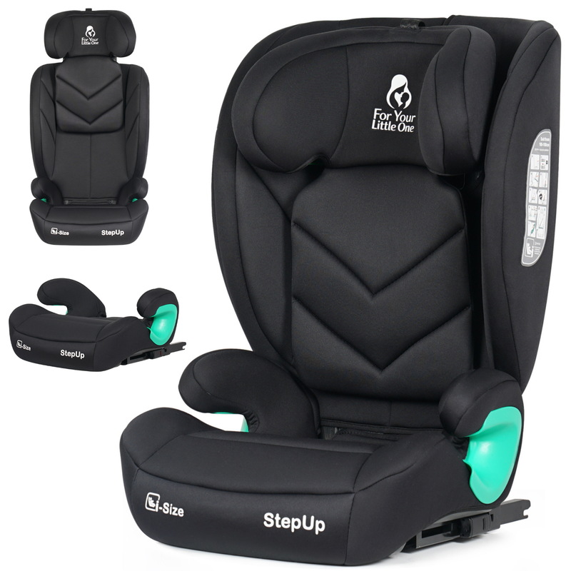 For Your Little One Stepup I-Size Isofix 2/3 Car Seat Booster Seat - Midnight Black (4-12 Years-Grade A Return)