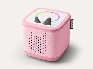 Toniebox 2 audio player in Cloud Pink with speaker grille, top controls and light ring
