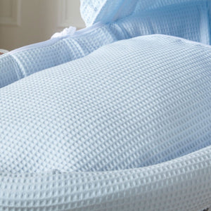 Blue Waffle Grey Wicker Baby Moses Basket With Stand - For Your Little One