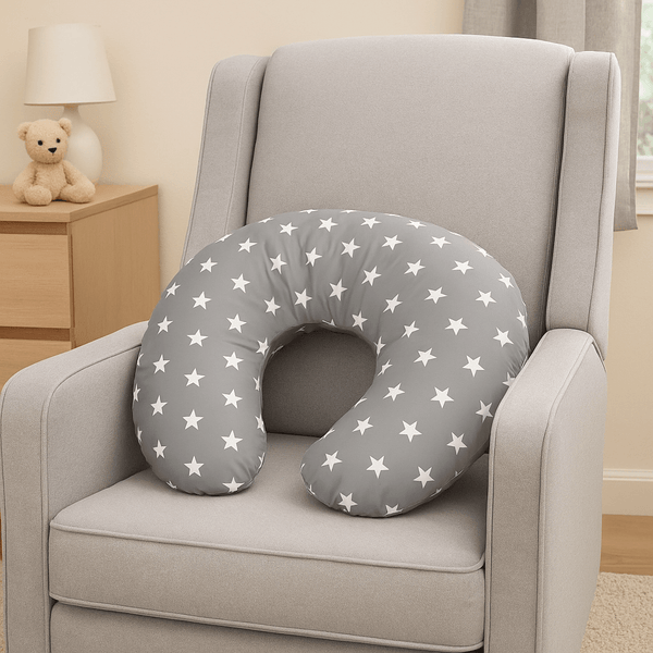 Breast Feeding Maternity Nursing Pillow - Grey with Stars - For Your Little One