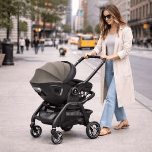 For Your Little One Qubi Infant Car Seat & Stroller 7 Piece Bundle - Olive Grey - For Your Little One
