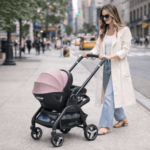 For Your Little One Qubi Infant Car Seat & Stroller 7 Piece Bundle - Pastel Pink - For Your Little One