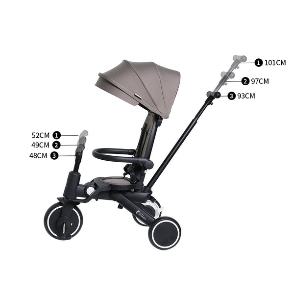 Foryourlittleone Xplor 6 in 1 Foldable Trike - Grey Olive (10m - 5y) - For Your Little One