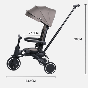 Foryourlittleone Xplor 6 in 1 Foldable Trike - Jet Black (10m - 5y) - For Your Little One