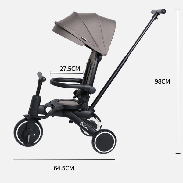 Foryourlittleone Xplor 6 in 1 Foldable Trike - Jet Black (10m - 5y) - For Your Little One