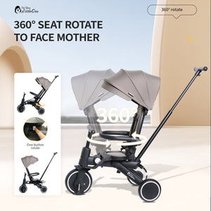 Foryourlittleone Xplor Plus 6 in 1 Foldable Trike - Jet Black (10m - 5y) - For Your Little One