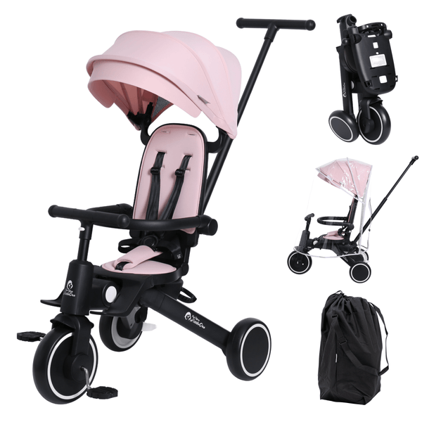 Foryourlittleone Xplor Plus 6 in 1 Foldable Trike - Pastel Pink (10m - 5y) - For Your Little One