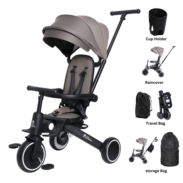 Foryourlittleone Xplor Ultimate 6 in 1 Foldable Trike - Grey Olive (10m - 5y) - For Your Little One