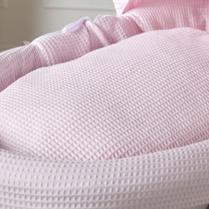 Pink Waffle Grey Wicker Baby Moses Basket With Stand - For Your Little One
