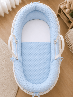 Pod Blue Dimple Moses Basket Bedding Set (Basket Not Included!) - For Your Little One