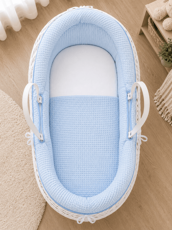 Pod Blue Waffle Moses Basket Bedding Set - For Your Little One