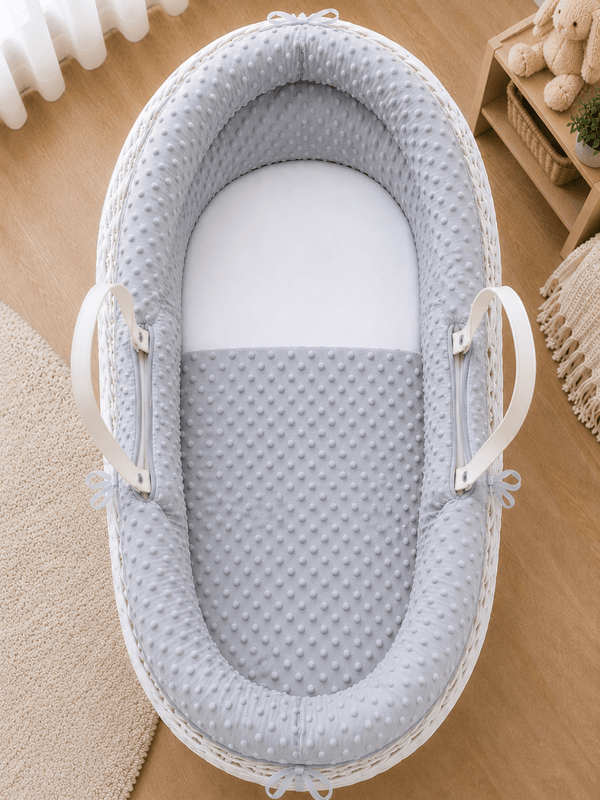 Pod Grey Dimple Moses Basket Bedding Set (Basket Not Included!) - For Your Little One