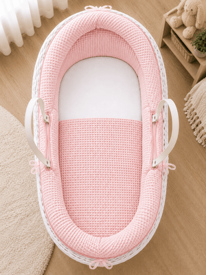 Pod Pink Waffle Moses Basket Bedding Set - For Your Little One