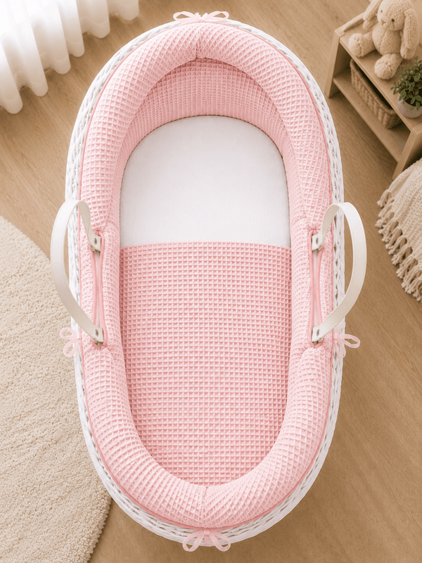 Pod Pink Waffle Moses Basket Bedding Set - For Your Little One