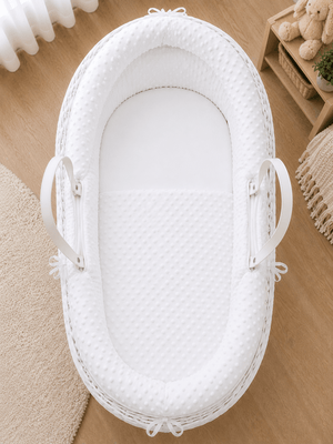 Pod White Dimple Moses Basket Bedding Set (Basket Not Included!) - For Your Little One