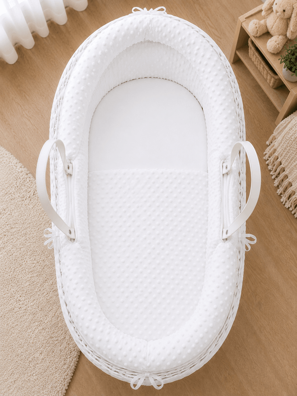 Pod White Dimple Moses Basket Bedding Set (Basket Not Included!) - For Your Little One