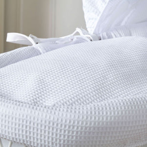 White Waffle White Wicker Baby Moses Basket With Stand - For Your Little One