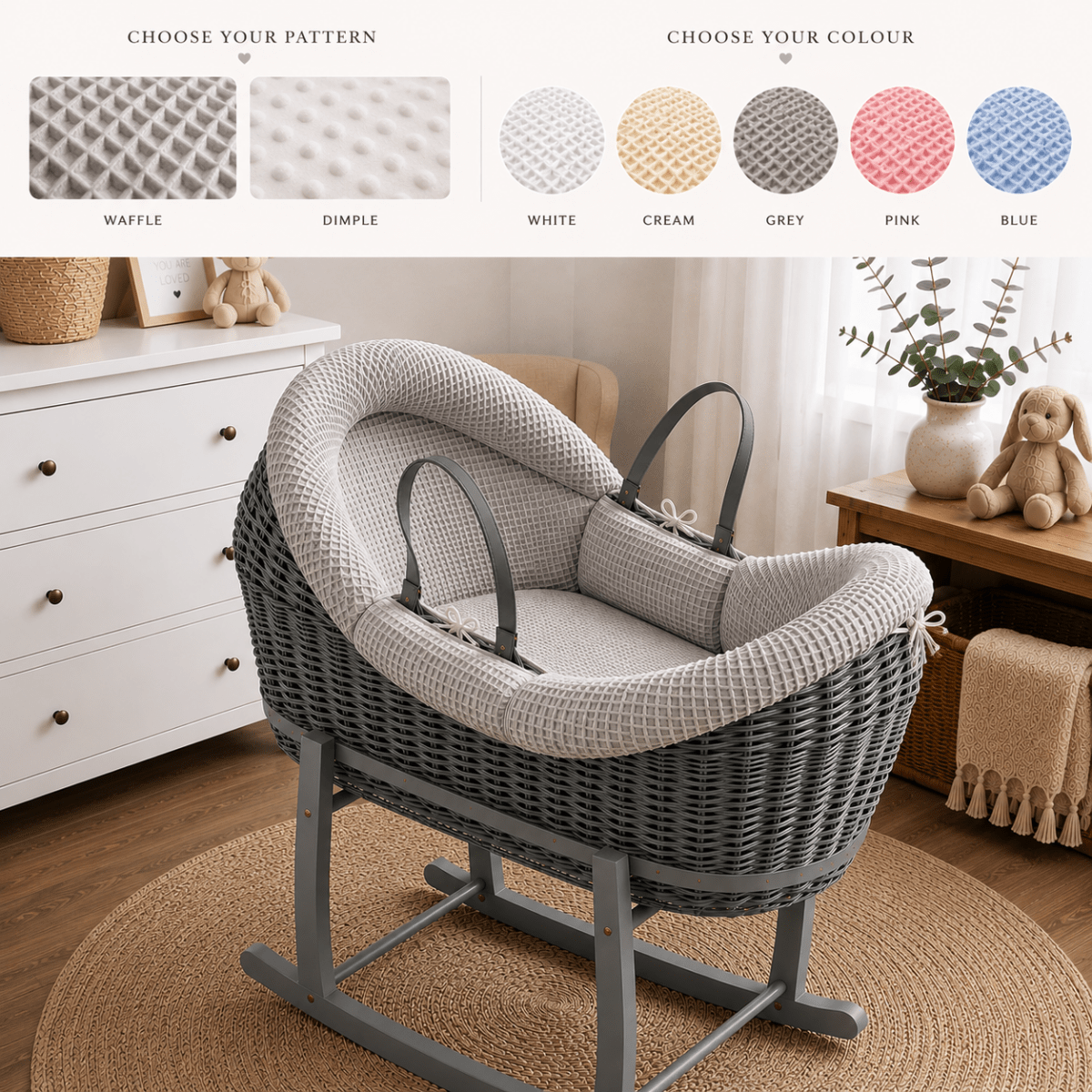 
                    Wicker Deluxe Pod Baby Moses Basket With Stand - For Your Little One
                  