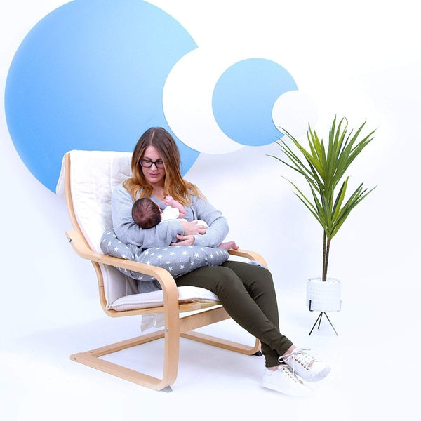 Breast Feeding Maternity Nursing Pillow - Grey with Stars - For Your Little One