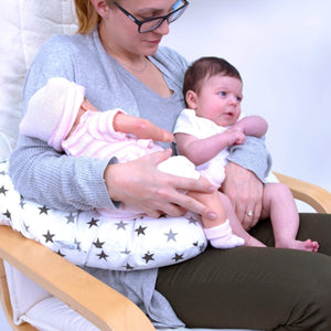 Twin Pregnancy Nursing Pillow - Silver Stars - For Your Little One